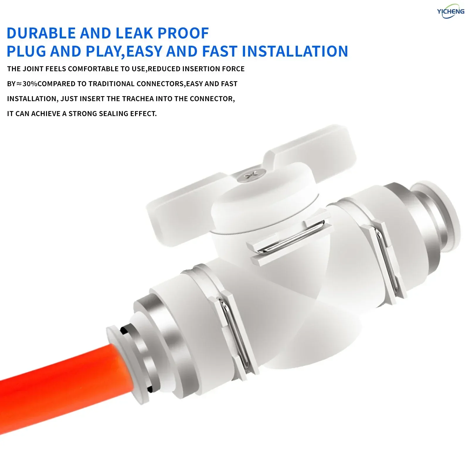 Válvula de bola neumática BUC OD de 8 mm Válvula de control de flujo de aire Empuje para conectar el accesorio (paquete de 5) Válvula de control de flujo de aire