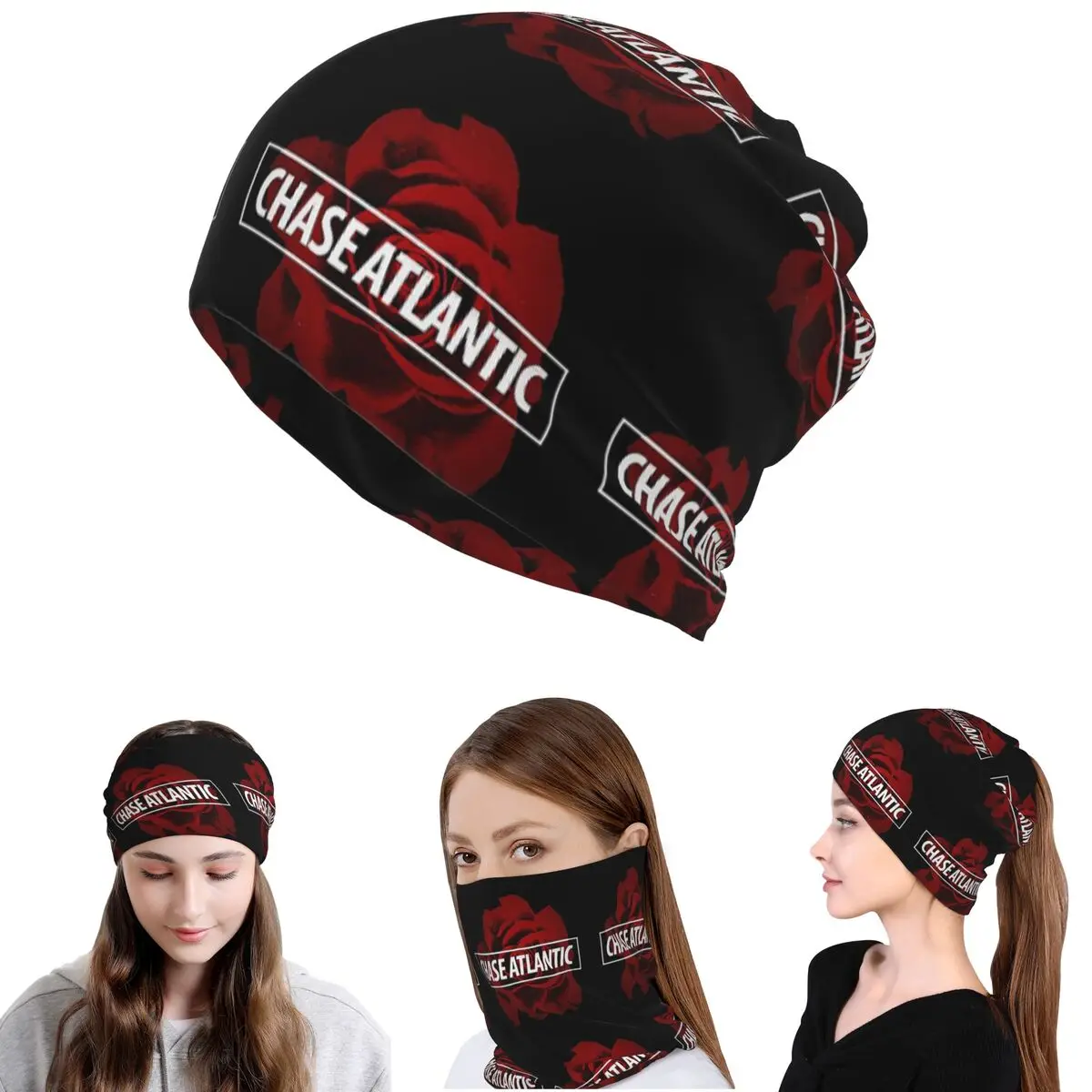 

Chase Atlantic Rose Logo Bandana Neck Gaiter Magic Scarf Multifunction Headband Beanies Hat for Men Women Adult Winter