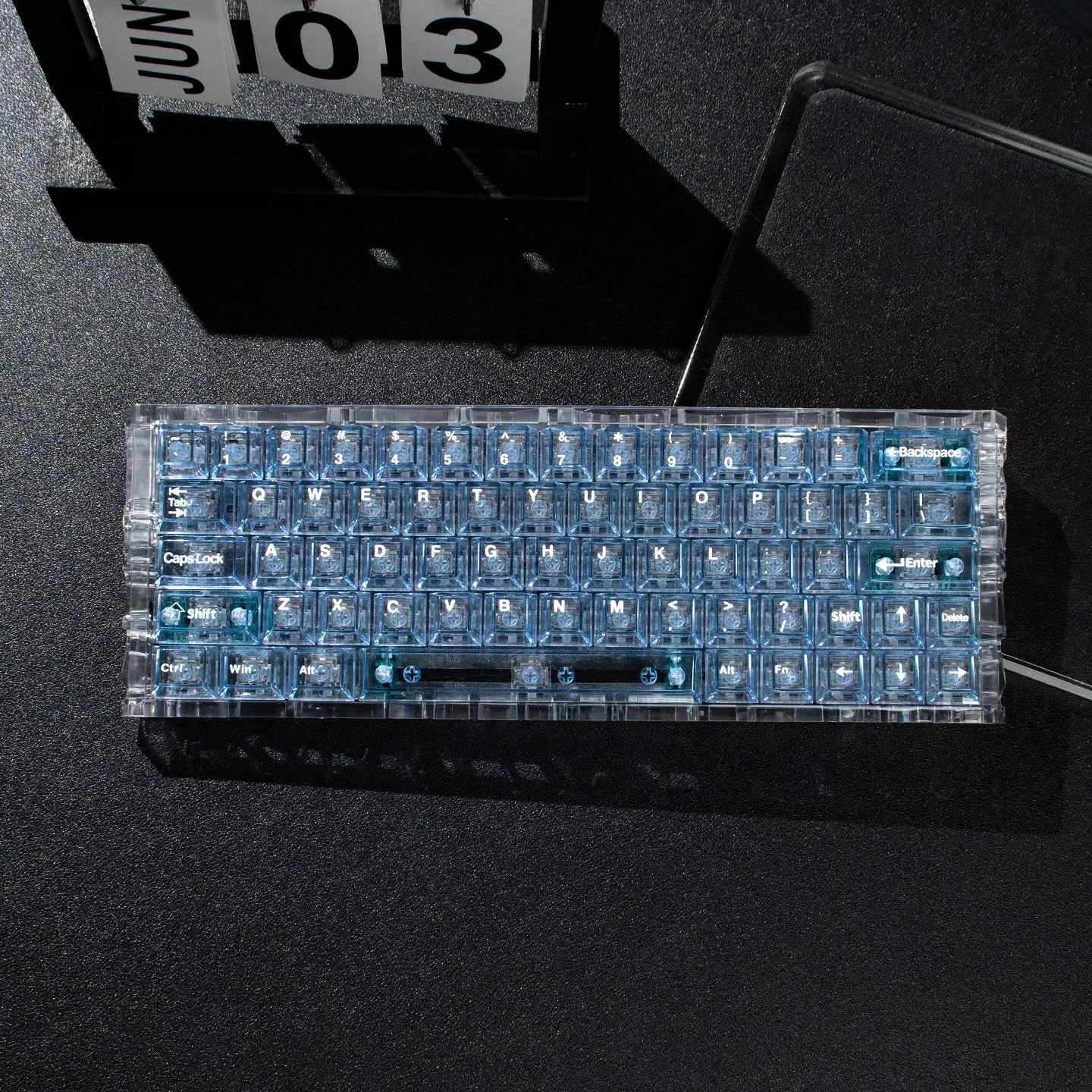 Blue Transparent Keycaps 128 Keys Cherry Profile UV Pad Print PC Keycaps For MX Switch Mechanical Keyboard Key Caps
