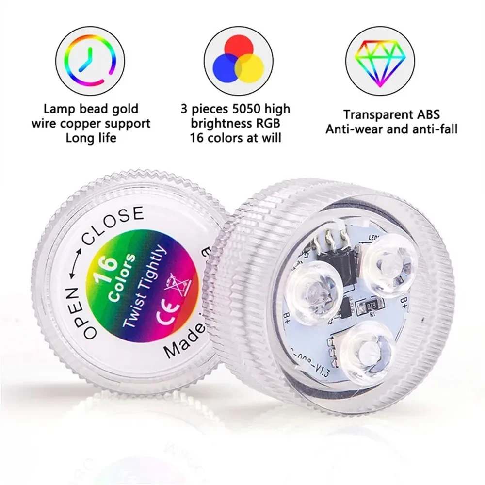 3 LED Underwater Light 16 Colors RGB IP68 Waterproof Swimming Pool Accessories Light Outdoor Submersible Lights for Pond Vase image 2