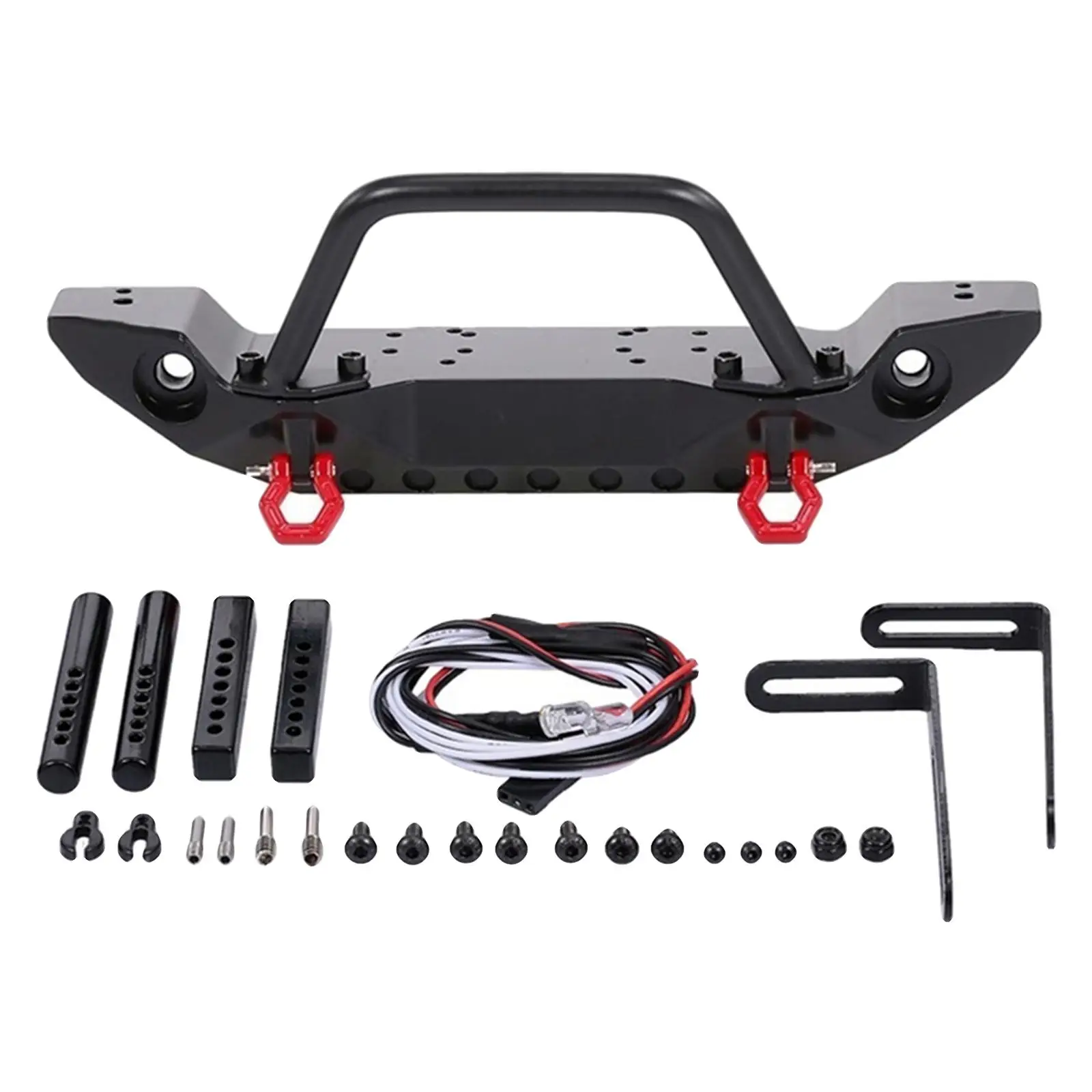 Metal Front Bumper + 2 LED Lights Set for Axial SCX10 46 Buggy DIY Accs