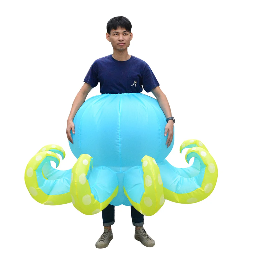 Inflatable สัตว์ชุด Octopus เสื้อผ้าเครื่องแต่งกาย COSPLAY บอดี้สูทตลก Sky-Blue