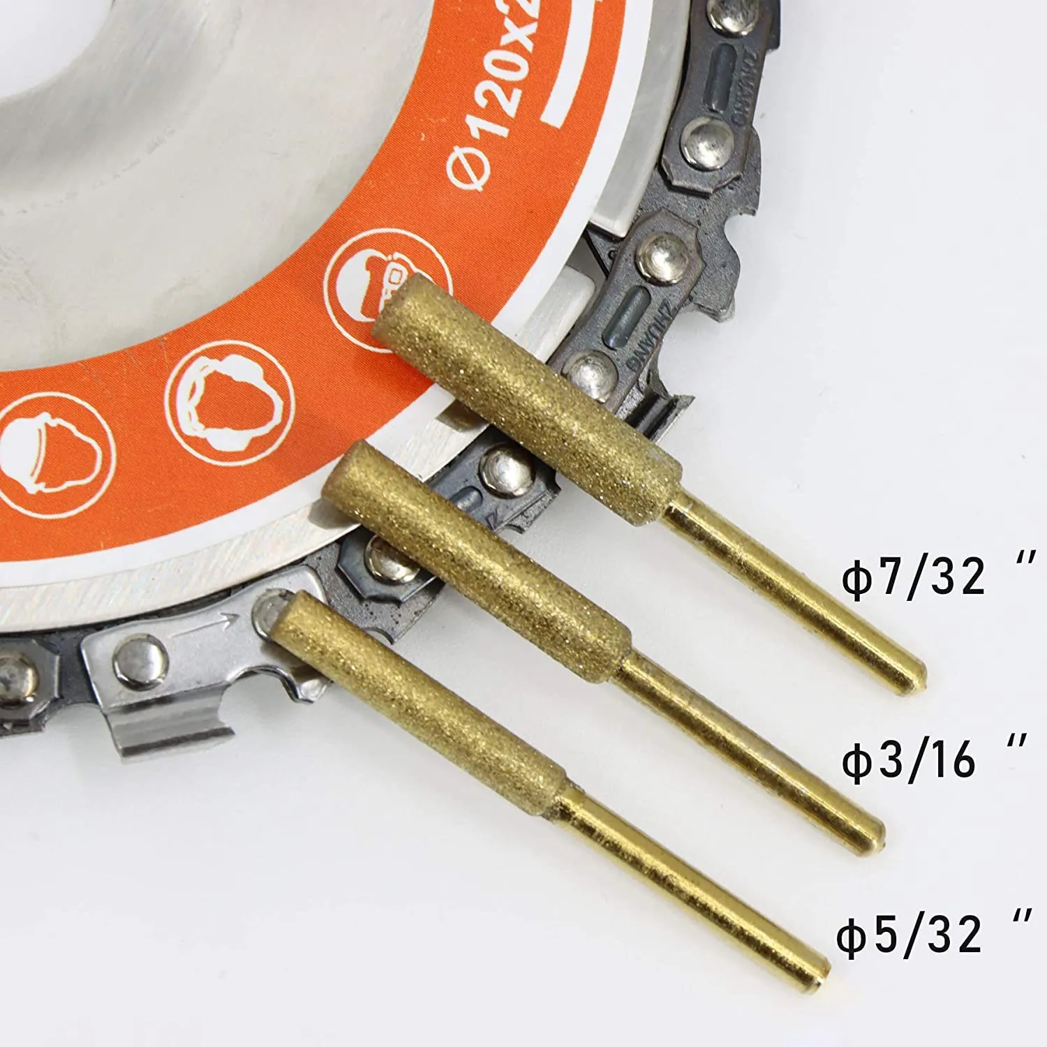 Affilatrice per motosega diamantata ad alta durezza da 8 pezzi-lima per pietra, ruote per affilare diamantate lima per motosega (3/16 pollici, 4.8mm)