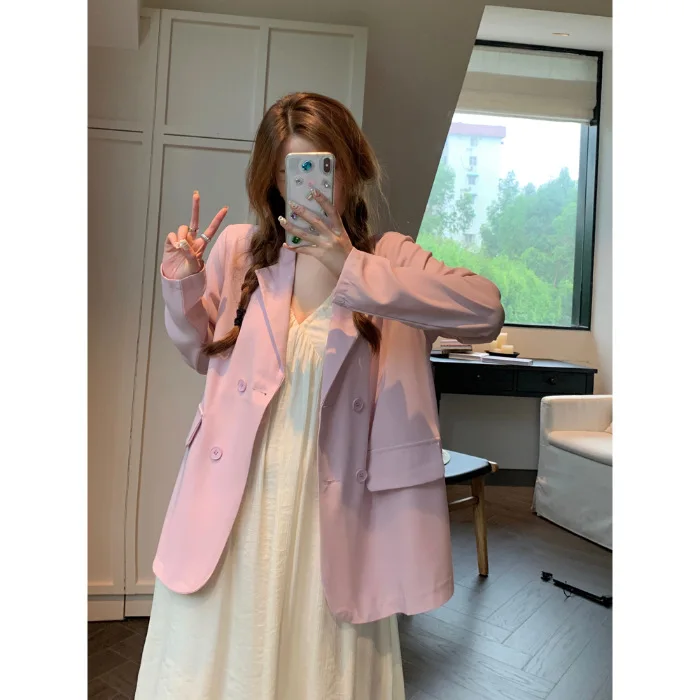 Blazer Oversize Women Women'S Summer Suit Grey Youth Flaps Bowknot Tunic Stereoscopic Flowers Appliques Waisted Matching Lady'S