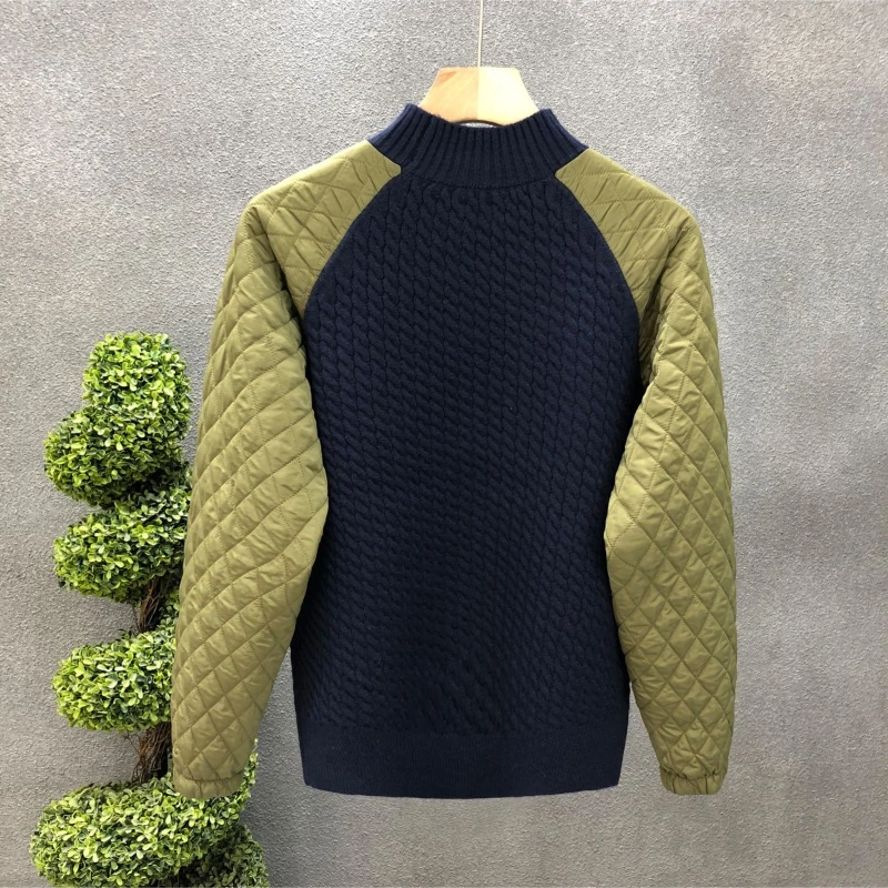 Casual Men Warm Sweater Loose Patchwork Knitted Street O-Neck Long Sleeve Pullover Harajuku Style Soft Bottoming Shirt Jumper - Image 5