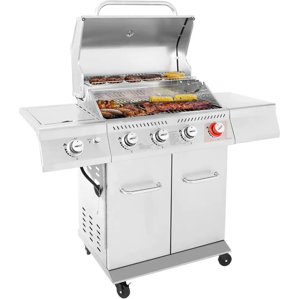 

GA4402S 4 Burner Propane Gas Grill with Side Burner & Warming Rack, StainlSteel Gas Grill with 54,000 s Output or Barbecue Grill