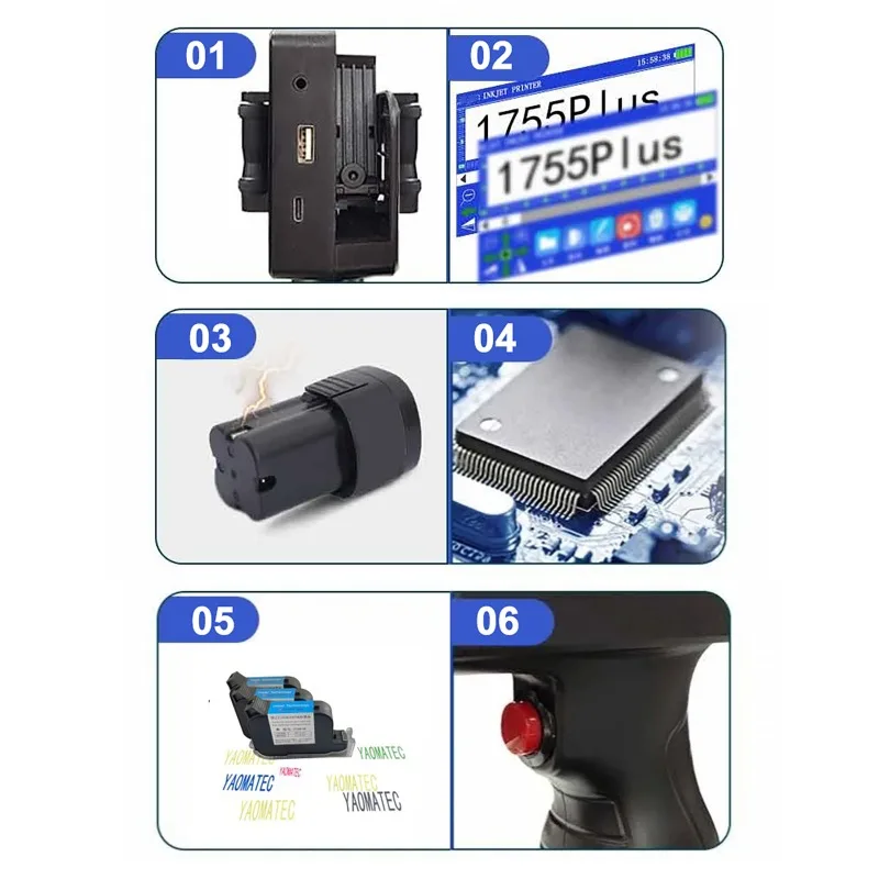 Portable Mini Split Printer 12.7mm Handheld Inkjet Printer 28 Languages Non-encrypted QR Barcode Image Logo Date Coding Machine