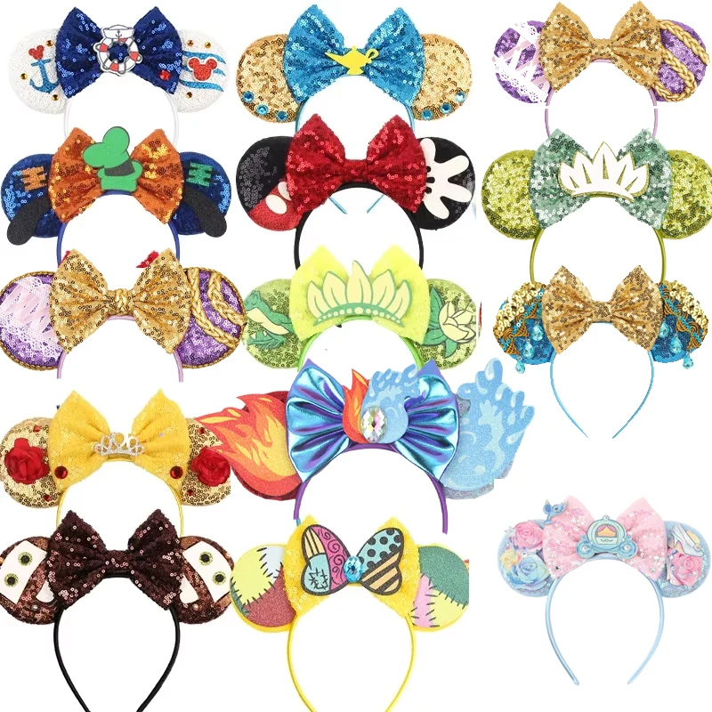Niedliches Mick-Ey Pailletten-Ohr-Stirnband mit Pailletten-Schleifen für Mädchen, Erwachsene und Kinder, Halloween-Party, Cosplay, Neueste Haaraccessoires, Prinzessinnen-Haarband