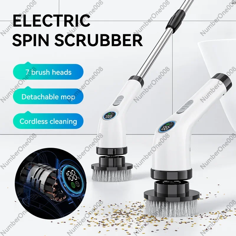 Cordless Electric Spin Scrubber 9 in 1, Multi-Purpose Extendable Power Cleaning Brush for Kitchen Bathroom Tub Shower Tile Grout