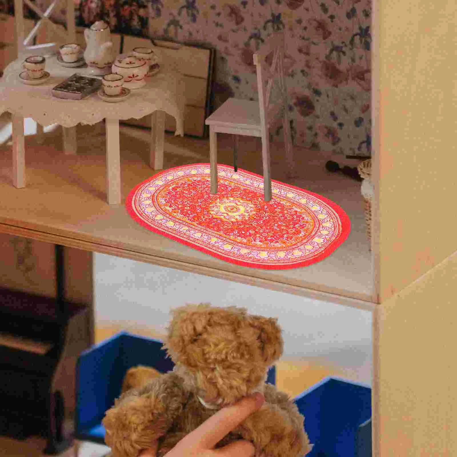 4 Pcs House Rug Braided Miniature Furniture and Accessories Tiny Carpet for Crafts Model Miniatures Decor Wire Things