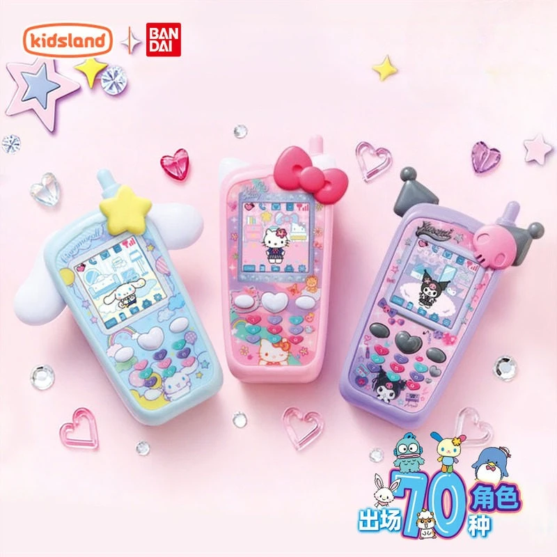 

Bandai Sanrio Phone Shaped Hello Kitty Kuromi Cinnamoroll Electronic Pet Machine Color Screen Interactive Game Toy Surprise Gift