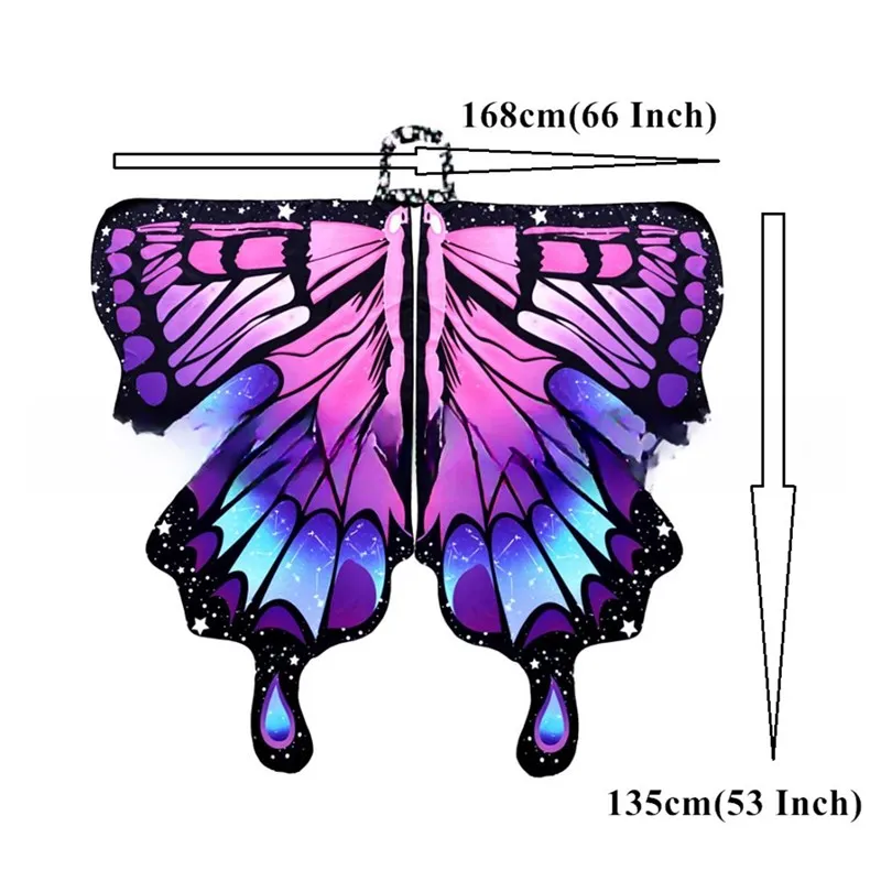 

Halloween Butterfly Costume Wings Set with Skirt for Women One Side Print with Mask and Antenna Headband Fairy Party Accessory