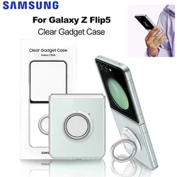 Original for Samsung Galaxy Z Flip5 Clear Gadget Case With Ring Z Flip 5 Transparent Ring Cover EF-XF731
