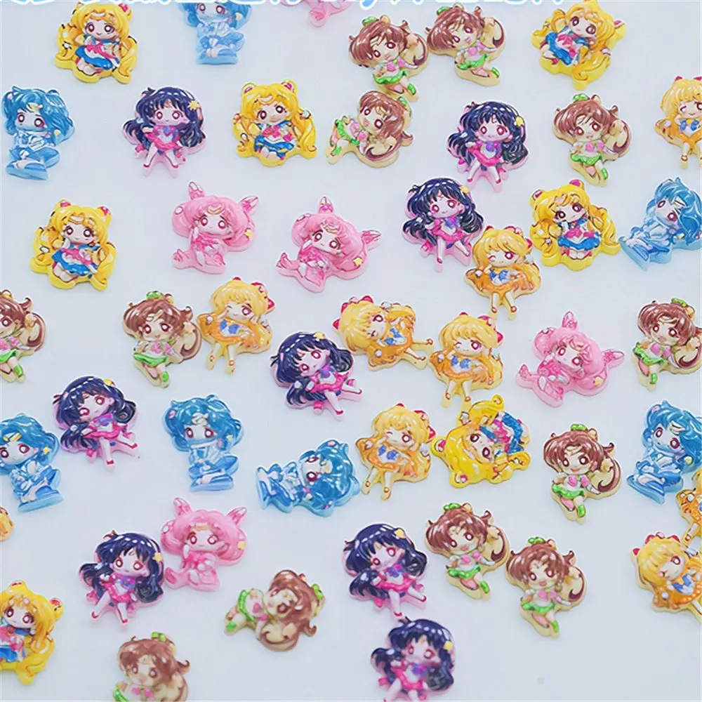 20Pcs Resin Mini Sailor Moon Usagi Tsukino Nail charm Art Flatback acrylic Figurines DIY Miniatures Decor Craft
