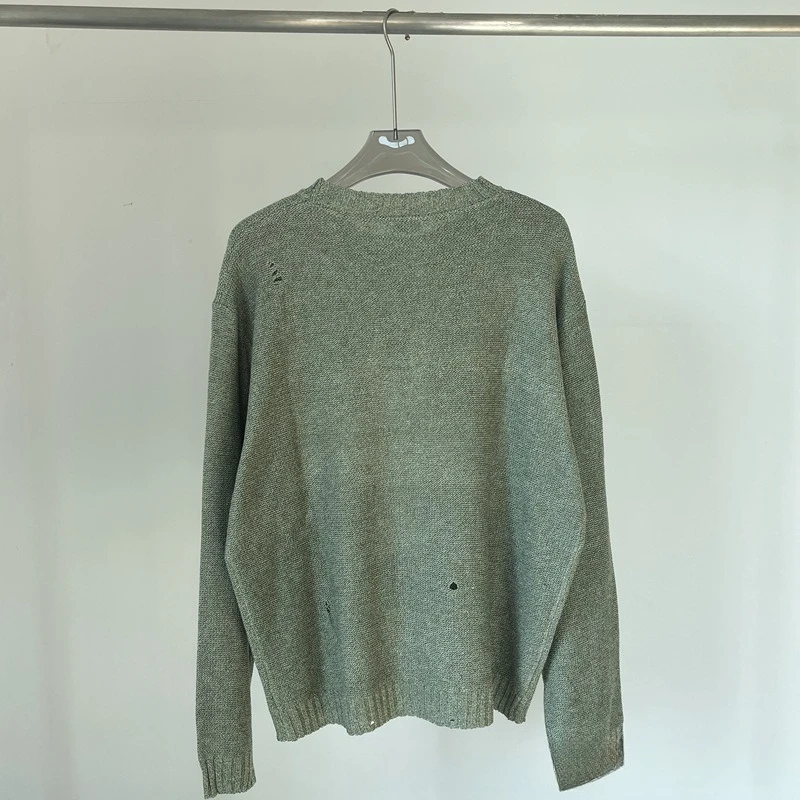 2025 KAPITAL cross broken holes round neck knit sweater fall and winter retro pullover loose long-sleeved sweater