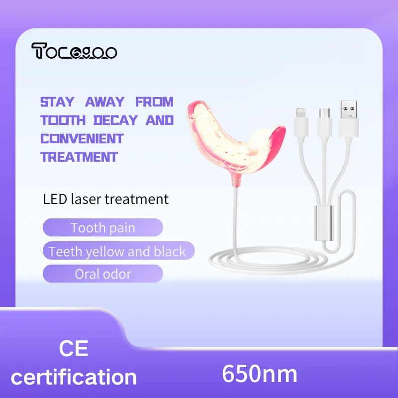 

650nm red light oral treatment device-portable pain relief device for sensitive teeth and gums, USB charging