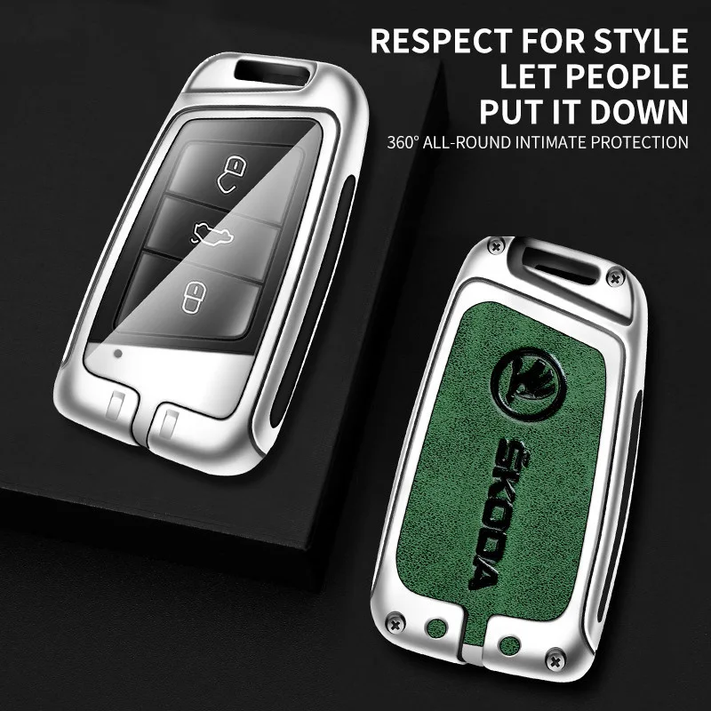 Zinc Alloy Car Smart Remote Key Fob Case Cover Protector Shell For Skoda Superb A7 Karoq Kodiaq 2020 2021 Keychain Accessories