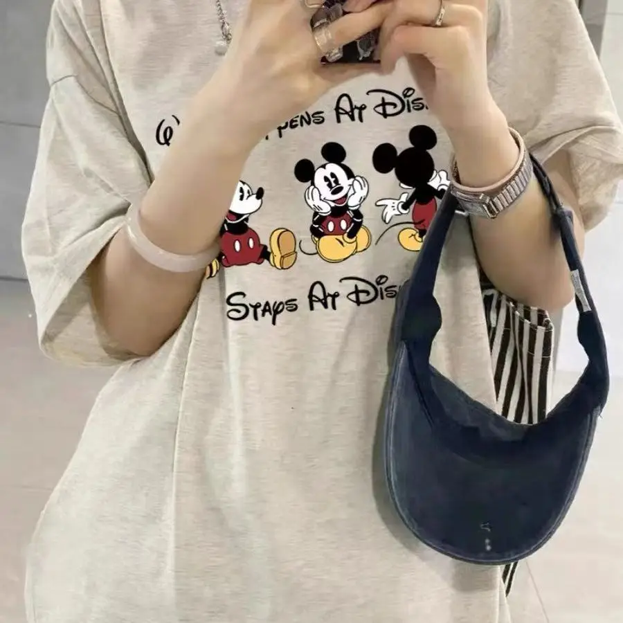 

Mickey Mouse Cartoon T Shirt 2025 Summer Loose Cotton Tshirt for Men Casual Funny Graphic Tee Disney Print Streetwear Top
