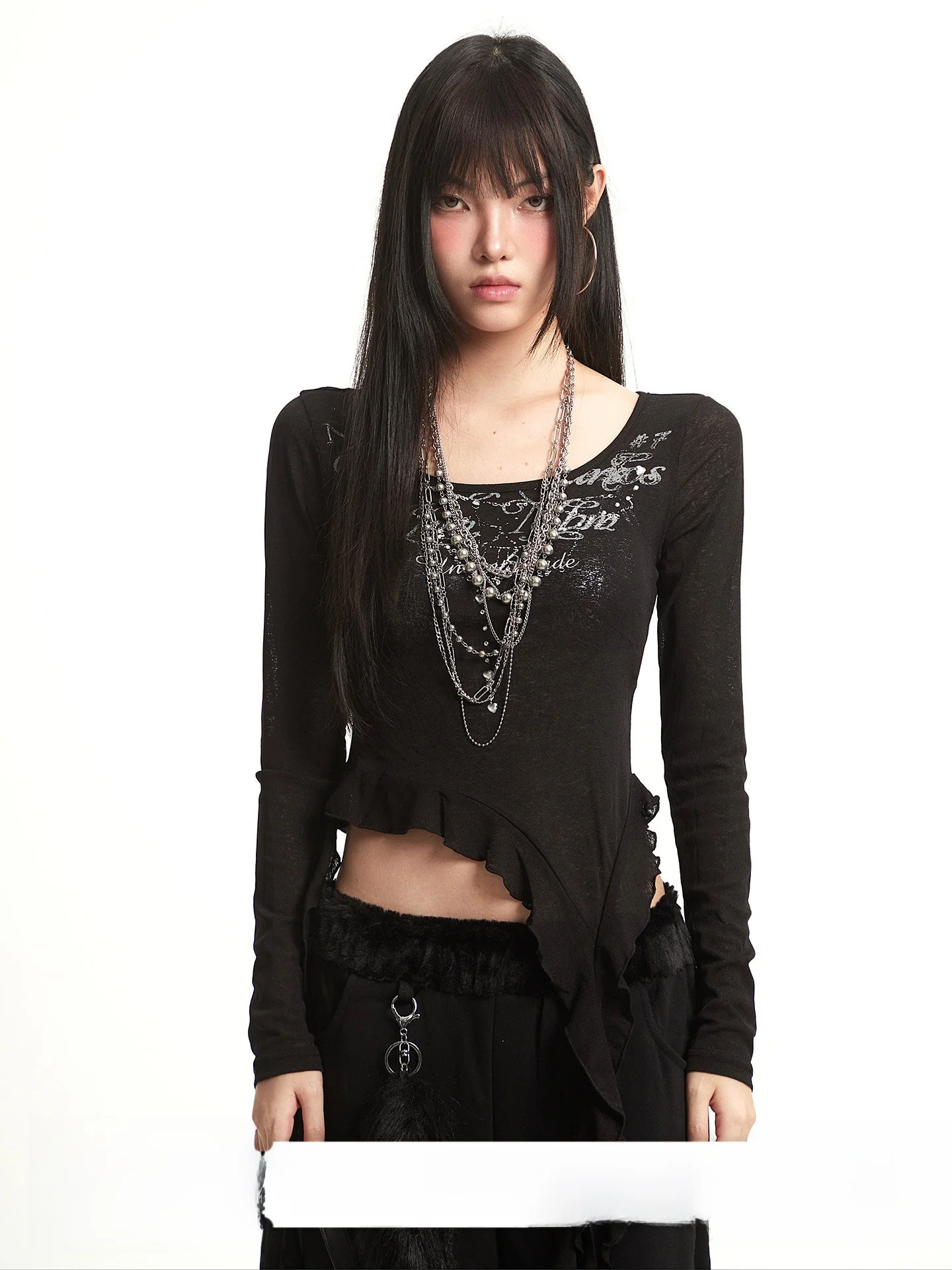 

Модный унисекс-топ Bla Long Sve T-irt с дизайнерским принтом и надписью, облегающий, для девочек-подростков, трендовая уличная одежда