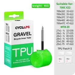 CYCLAMI Ultralight Road MTB 29 Bike TPU Inner Tube Tire French Valve FV 45mm 65mmFor Gravel 700C 32C 35C 37C 40C 47C Super Light