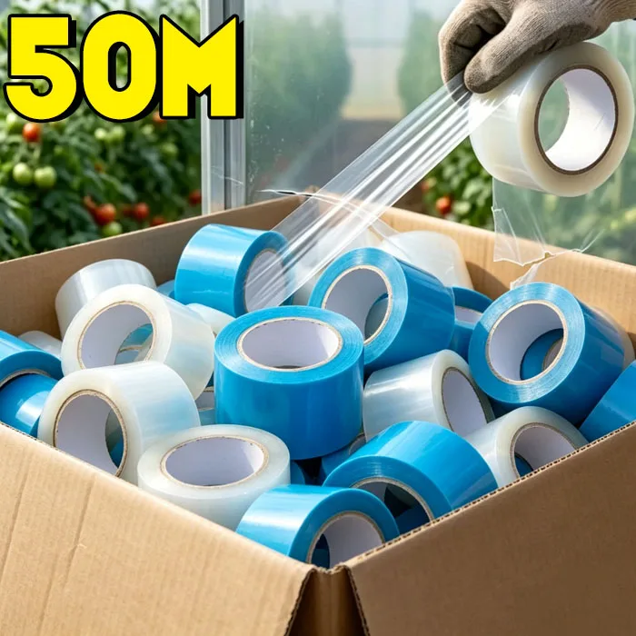 50M Film Repair Tape UV Resistant Transparent waterproof Greenhouse Repair Patch Strong Agriculture Garden Film Repair Adhesive