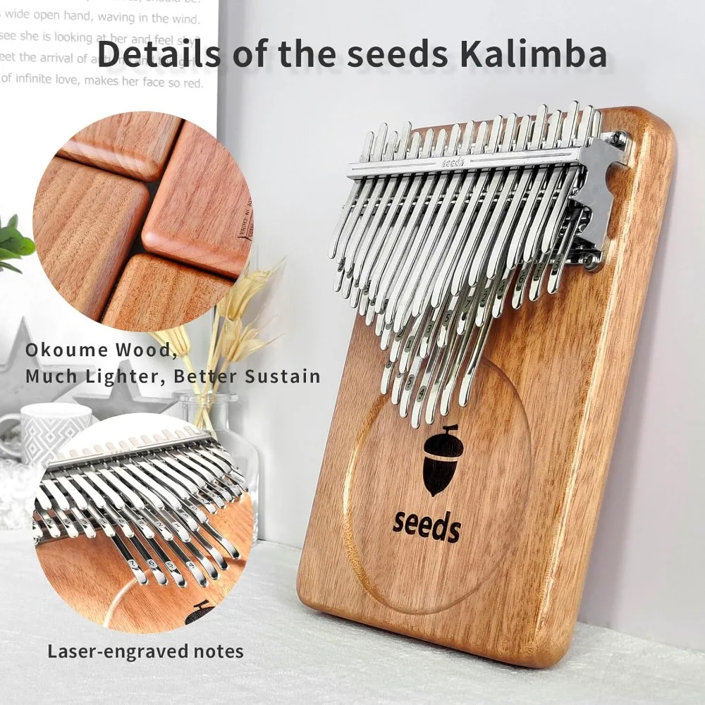 Seeds 41 Keys Chromatic Kalimba C Tone 3 Layer Professional Thumb Piano Handmade Okoume Wood Calimba Musical Keyboard Instrument