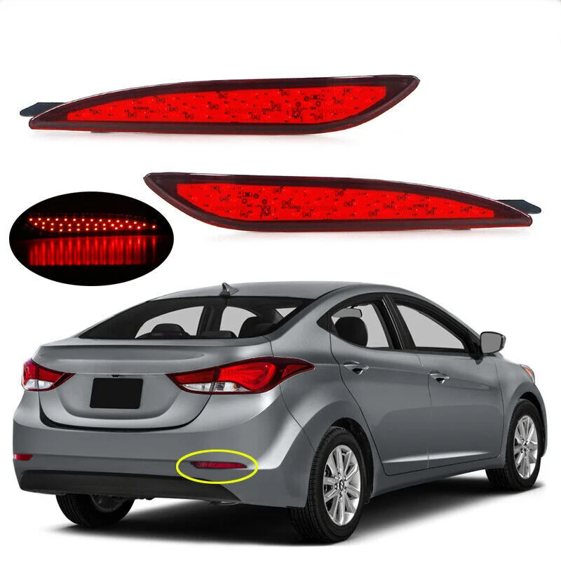 

2PCS Car LED Rear Bumper Light For Hyundai Elantra 2012-2014 Tail Reflector Brake Fog Lamp Turn Signal