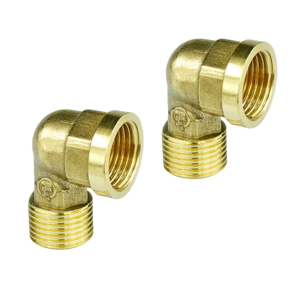 

2pcs Brass Elbow Connector 90 Degree Solid Brass Garden Hose Adapter With Extra Gasket Washer For Washing Machine