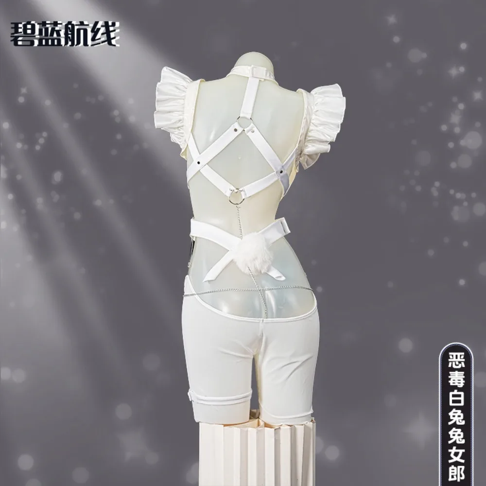 Azur Lane Le Malin Lazy White Rabbit Bunny Girl Cosplay Costume Ear Headband Bow Accessories Adult Women Halloween Comic Con view 3