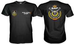 Camiseta SAP Insignias Policia Nacional Española, 100% Algodón, De Alta Calidad, Casual Top