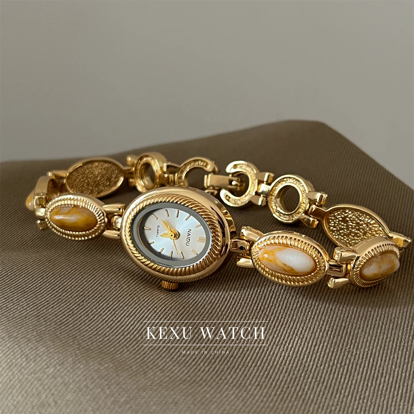 Женские часы NAIDU, элегантные часы-браслет из натурального камня оптом, изящные часы изумрудного/синего/красного/розового/желтого/бежевого циферблата