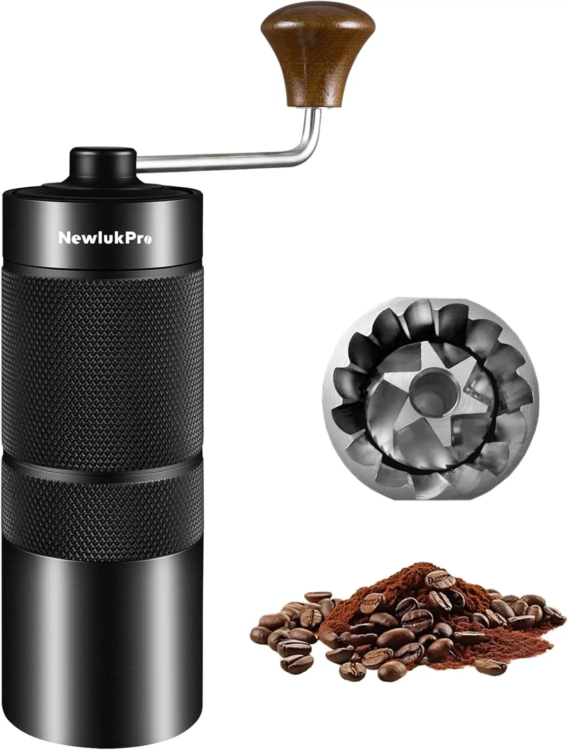 

M6 Manual Coffee Grinder,Capacity 25g,Hand Coffee Grinder with Aluminum Body,Sharp Hexagonal Grinding Burr Core,Portable