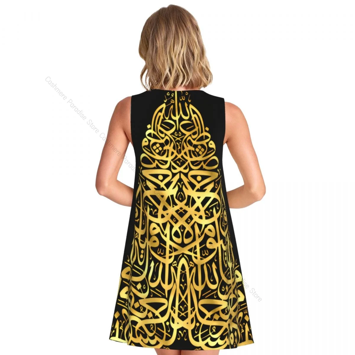 فستان نسائي Guran Gold الخط الصيفي كاجوال تي شيرت فساتين الشاطئ التستر فستان بدون أكمام