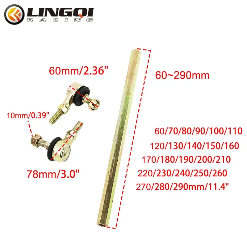 LYNNCHI รถจักรยานยนต์ 60 มม.-290 มม.พวงมาลัยเพลา Tie Rod Tie Rod Ball Joint สําหรับ ATV UTV Buggy quad 4 ล้อ Kart อุปกรณ์เสริม