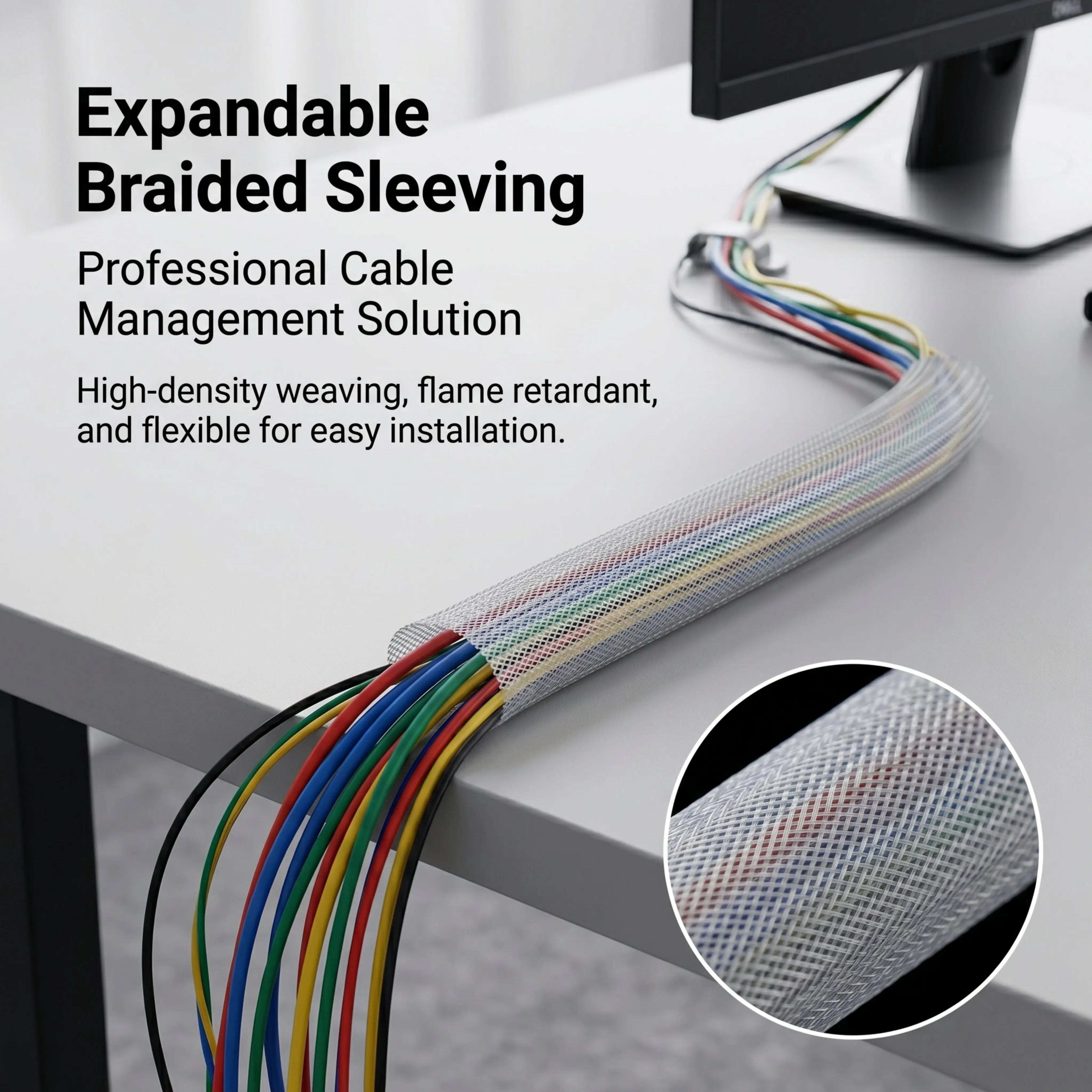 OEM 2-14mm Heavy Duty Expandable Braided Tube Multi-color PET Nylon Anti-Vibration Mesh Sleeve for Industrial & Household Wiring