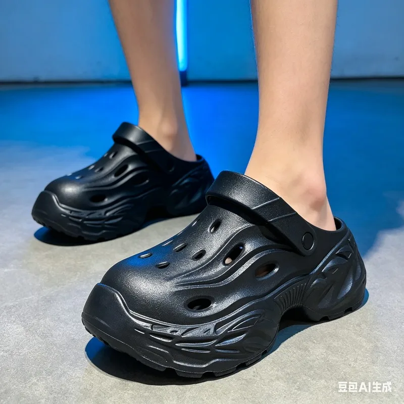 

Men's and Women's Summer Outer Wear Thick-Soled Non-Slip Anti-Odor Toe-Cap Sandals for Couples Casual Beach Slippers