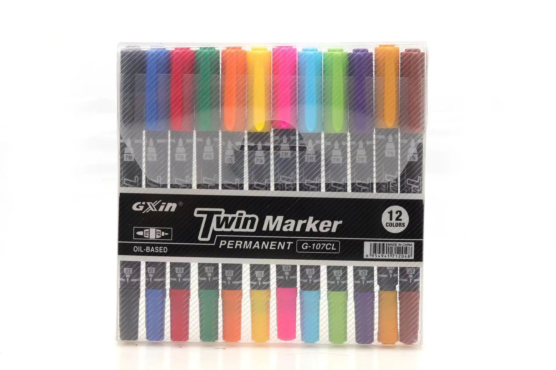 Gxin G-107 12PCS Colored Permanent Marker. Art Pens.Dual Tip.Waterproof.Practical Pen.Perfect For Industry School And Home.Color image 2