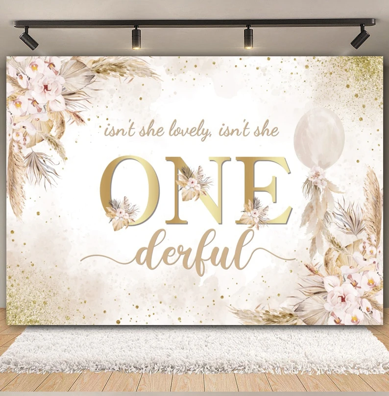 Oh Baby Shower Backdrop Newborn 1st Birthday Party Baptism Bohemian Pampas Grass Flower Boho Hello Baby Photography Background