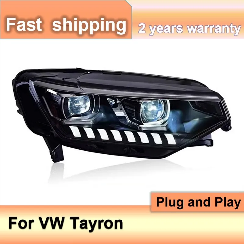 اكسسوارات السيارات لشركة فولكس فاجن تايرون المصباح VW تايرون رئيس ضوء فولكس فاجن DRL بدوره إشارة منخفضة عالية شعاع العارض عدسة #3