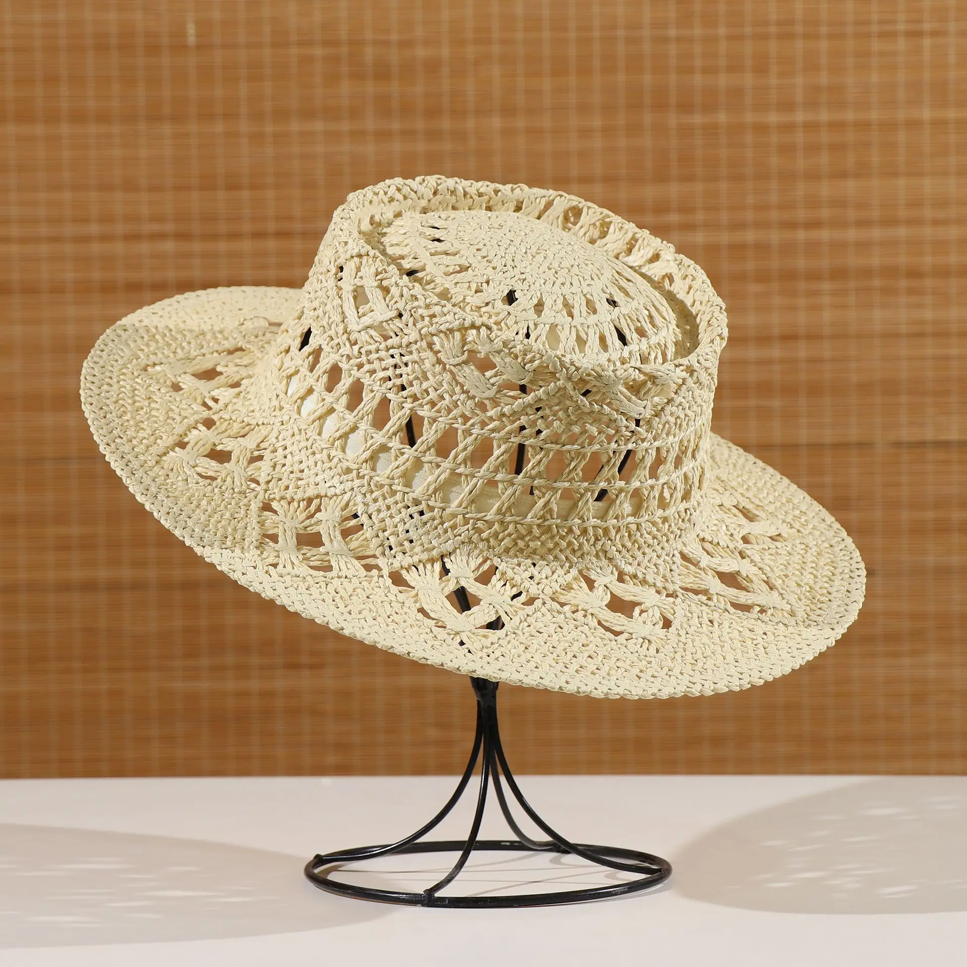 

New European-style Panama straw hat / Open-weave wide-brimmed straw hat / Essential for travel and beach trips