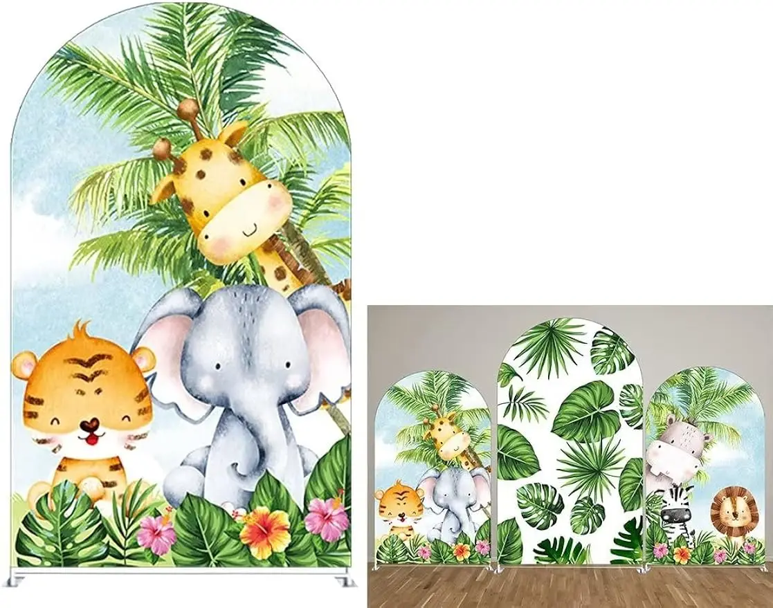 couverture-de-toile-de-fond-d'arc-de-jungle-tropicale-anniversaire-sauvage-aventures-d'animaux-supports-muraux-arques-couvertures-decoration-de-fete-de-safari