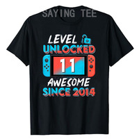 11 Years Old Clothes 11th Birthday Sons Gifts Gamer T-Shirt Level 11 Unlocked Awesome Since 2014 Gaming Controller Saying Tee