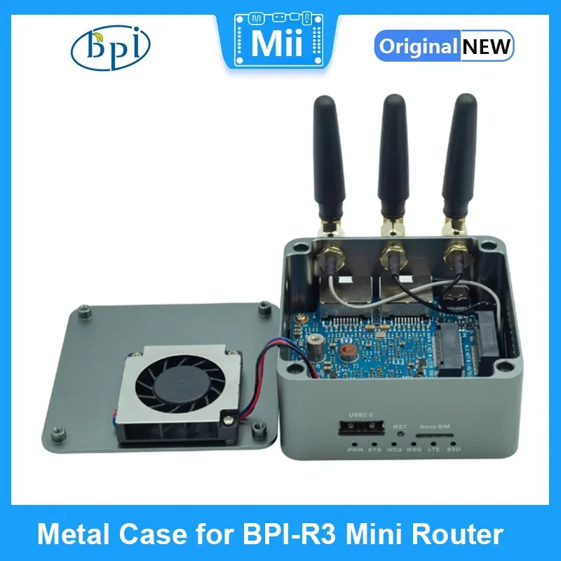 metal case para banana pi bpi r3 mini router demon board antena wifi 01