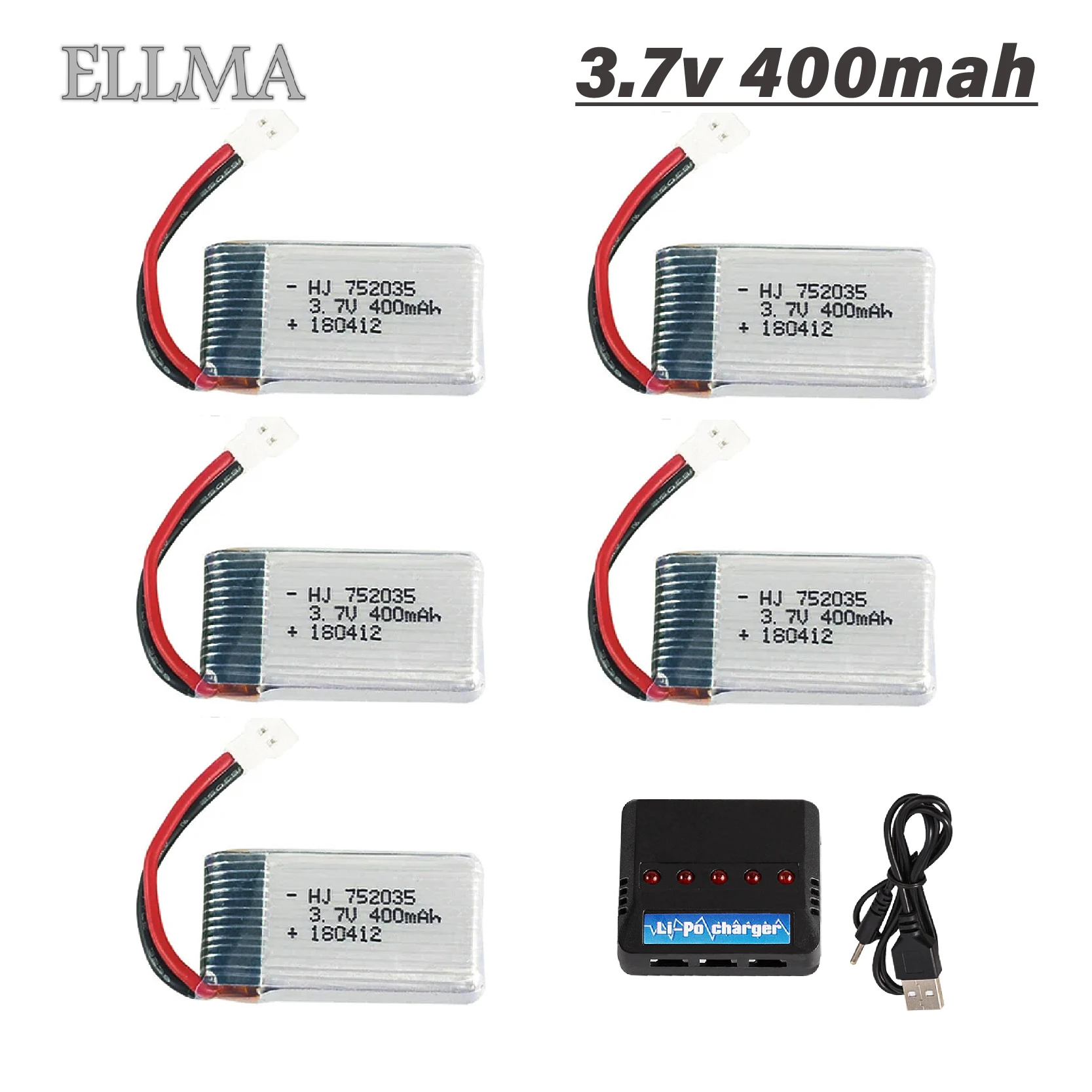 400mAh Lipo Battery For Syma X5 X5C X5C-1 X5SC wltoys K100 K123 K124 RC RC 3.7V Drone Spare Parts with XH2.54