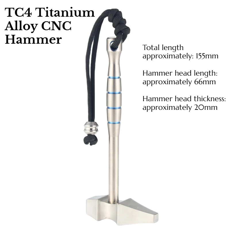 1PC Multi Functional CNC Titanium Alloy Solid Hammer Outdoor Camping Portable Self-defense Emergency Hand Tool