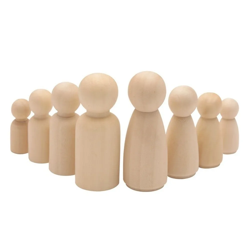 

50pcs Mini Graffiti Wooden Peg Dolls Handicrafts Blank DIY Wooden Figures Natural Different Shapes Unpainted Figures