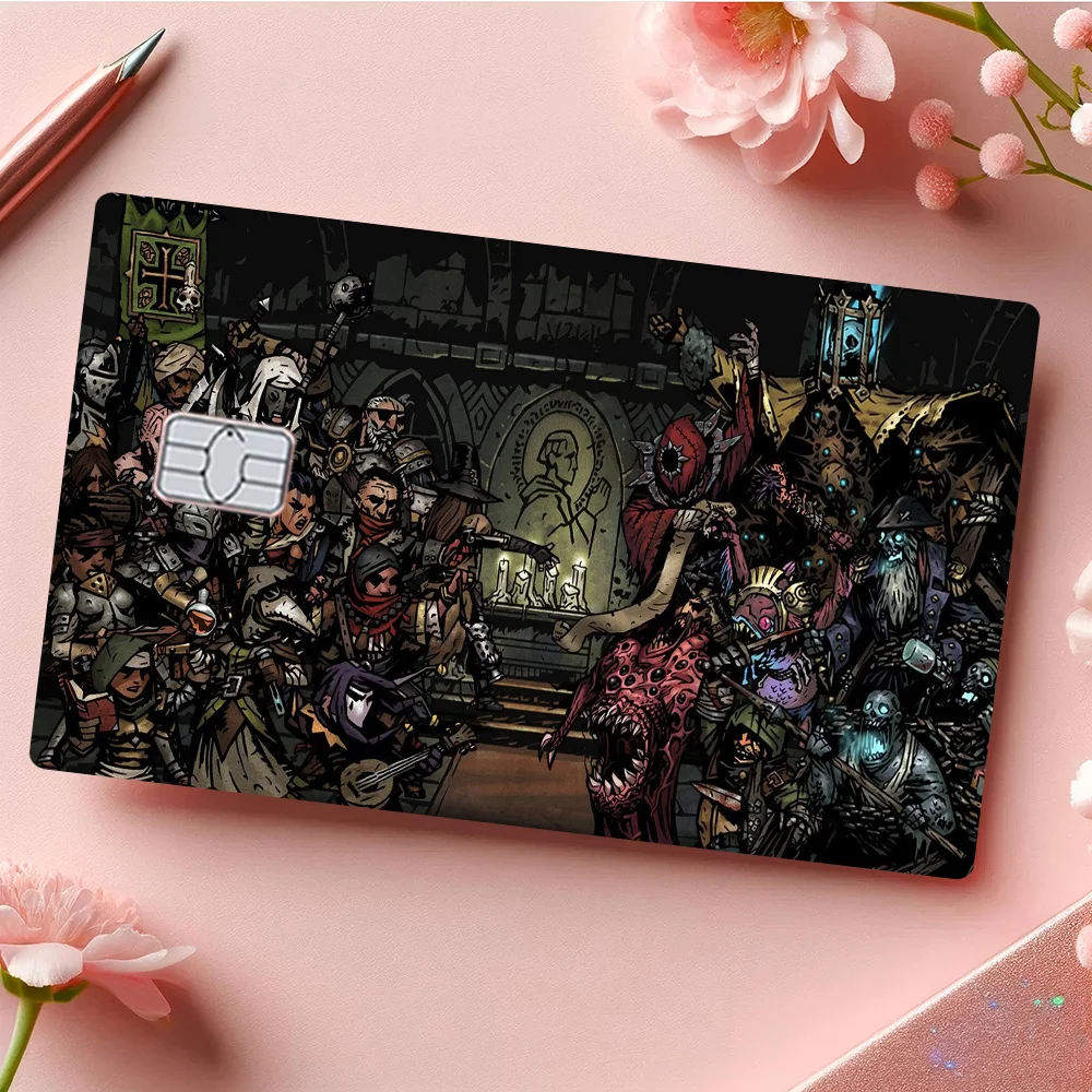 ملصقات جلدية لبطاقة الائتمان الكرتونية Darkest Dungeon لبطاقة البنك والحافلة المتروية ملصق مقاوم للماء هدية للنساء
