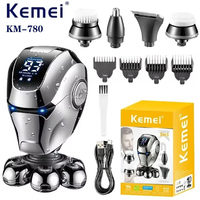 Kemei 7 Head Electric Shavers For Bald Men Waterproof Bald Head Shaver 7 Blade Beard Shaving Machine km-780