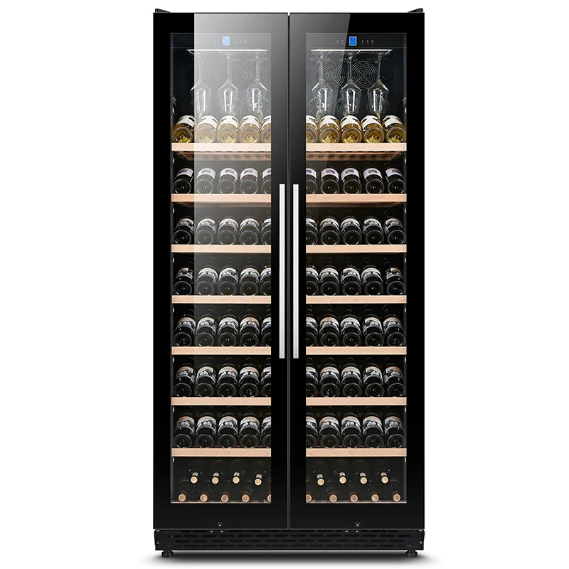 Freestanding 300 Bottle Capacity Wine Cooler Refrigerator Compressor Double Zone Thermostatic Wine Cabinet