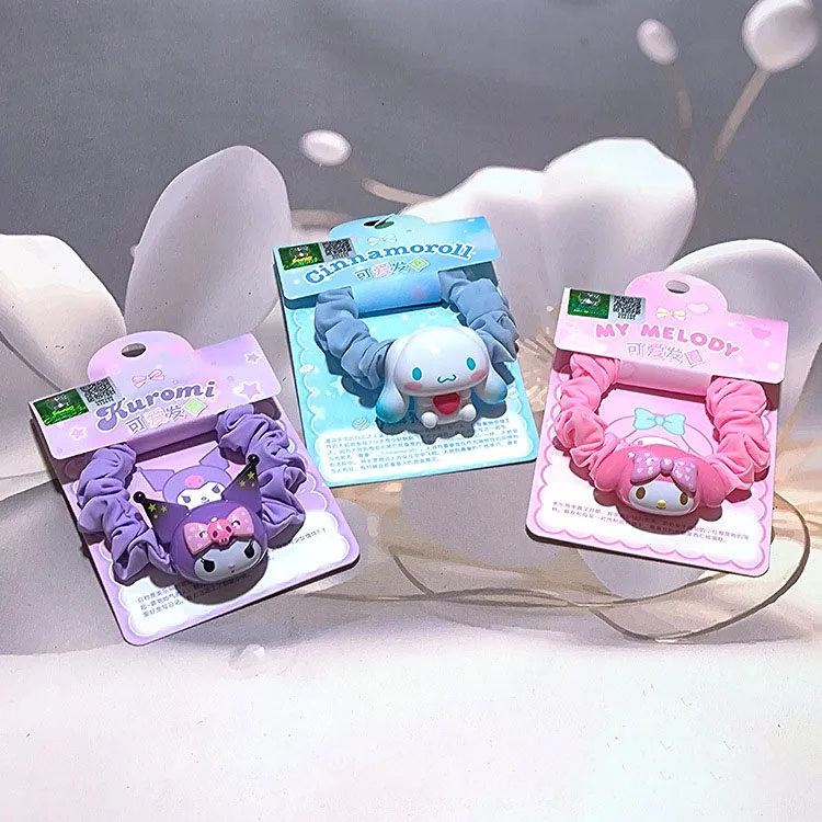 

Kawaii My Melody Kuromi Cinnamoroll мультяшная кукла Детские аксессуары для волос аниме Sanrio Милая резинка для волос с сердечками для девушек